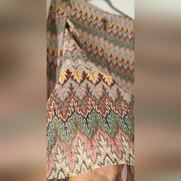 Foreign Exchange Chevron Patterned Pink and Brown Lace Boho Dress - Picture 3 of 5